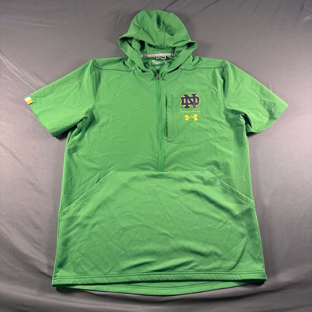 Under Armour Notre Dame Fighting Irish Mens M, Short Sleeve Hoodie Jacket, green